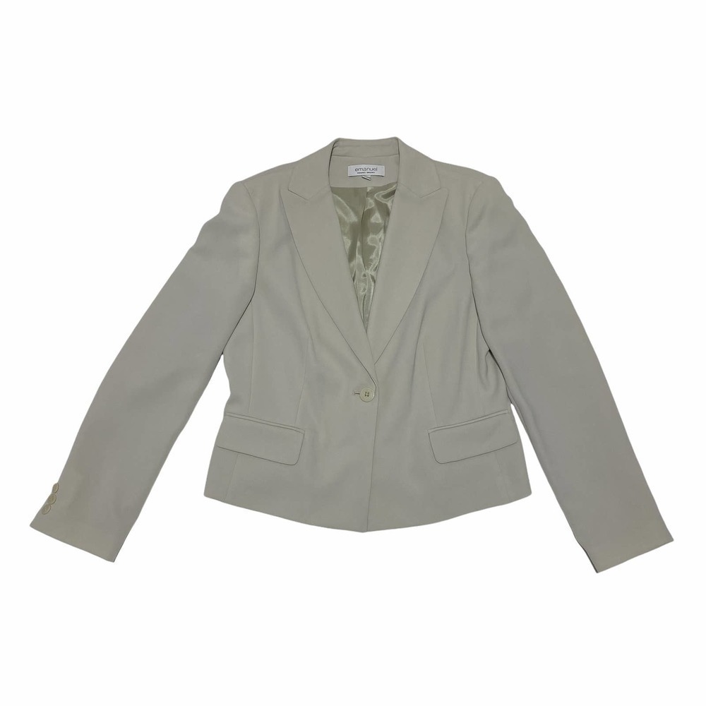 EMANUEL Single Button Beige Blazer Jacket - Picture 6 of 13
